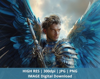 Archangel Michael Art: Spiritual Home Decor (PNG JPG Digital Image)