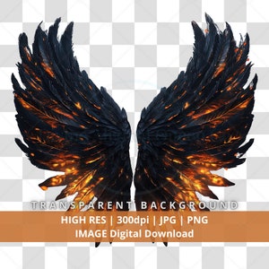 Halloween Angel Wings: Embers of Darkness Goth Art (PNG JPG Digital Image)