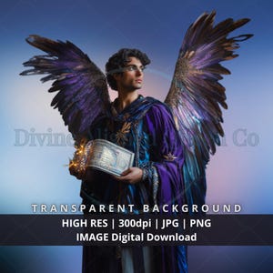 Arcángel espiritual Zadquiel, hombre, Ilustración divina, Imagen digital PNG JPG, Decoración de pared, Diseño gráfico, Manualidades DIY, Arte sacro