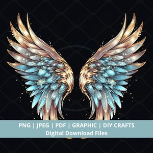Alas de ángel celestial, abrazo tierno – PNG digital, JPEG, gráfico de descarga instantánea, póster para imprimir, manualidades DIY, arte femenino divino y etéreo