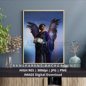 Arcángel espiritual Zadquiel, hombre, Ilustración divina, Imagen digital PNG JPG, Decoración de pared, Diseño gráfico, Manualidades DIY, Arte sacro
