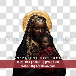 Schwarze Madonna mit Jesuskind Portrait: Göttlich feminine Digitale Kunst (Digitaler Download)