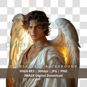 Archangel Gabriel Art: Divine Male Portrait, Sacred Illustration (PNG JPG Digital Image)