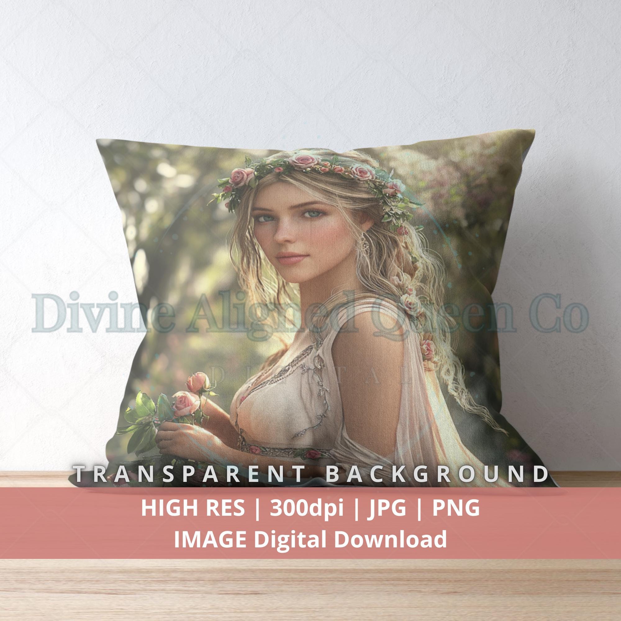 Divine Aurelia Rose Goddess Art: Digital PNG/JPG for Wall Decor