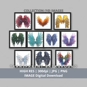 Arte delle ali degli angeli celesti: colori dei chakra, PNG JPG (download digitale)