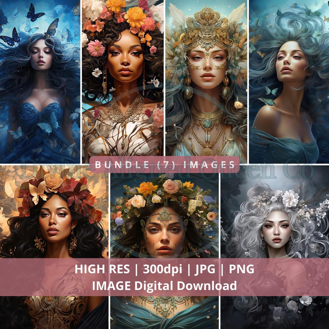 Ethereal Goddess Art Bundle: Divine Feminine - Digital PNG, JPG for ...