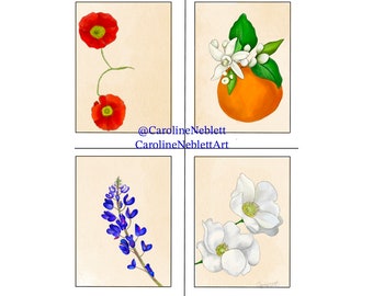 4 Panel Flower Print