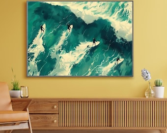 Surf in waves Poster Wall Art Ocean Print Beach Wall Art Prints minimalist Wall Art Beach Decor Coastal Decor aesthetic poster travel print