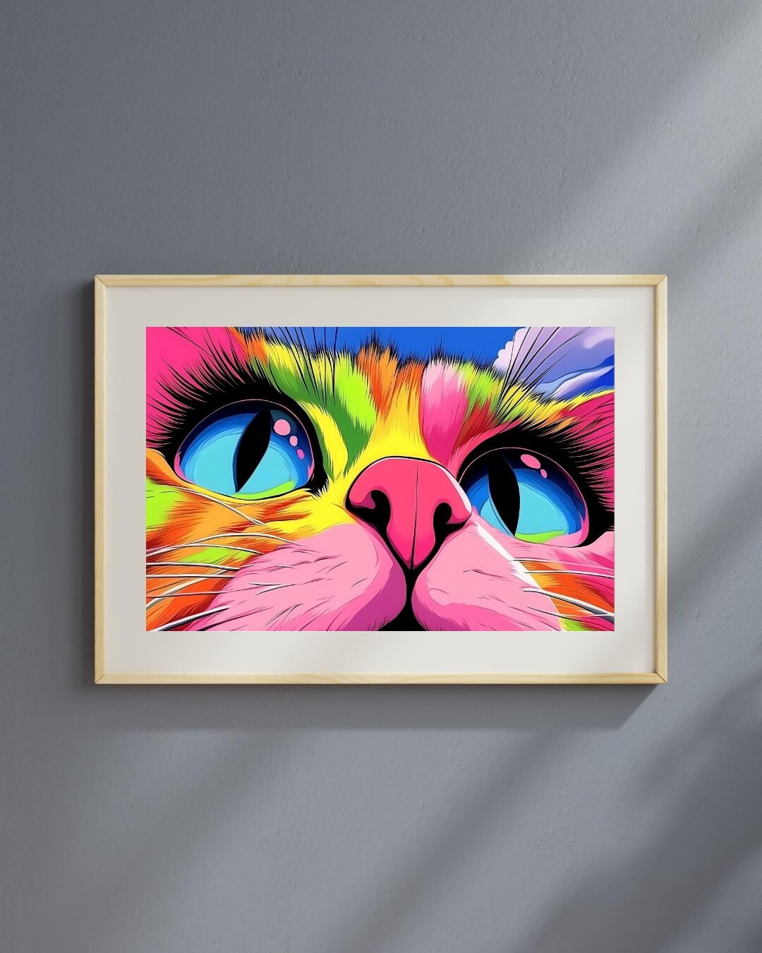 Colorful Rainbow Cat Pop Art Print, Vibrant Cat Wall Art Decor, Bright ...