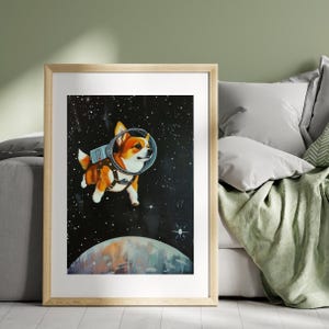 Lustiger Astronaut Corgis Druck, Kinderzimmer Druck, Corgis Kunstdruck, Funky Poster, Preppy Art, Walisischer Corgis Hund, Weltraum Dekor, Hund druckbare Wandkunst