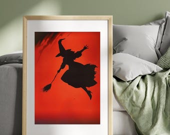Retro witch Halloween Art Print Halloween Poster Kitchen Wall Art Halloween spooky poster, Lover Gift Spooky Season Gothic Print Decor Fall