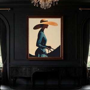 Vintage Equestrian Art Print, Woman on Horseback Poster, Old Money Aesthetic Wall Decor, Classic Lady with Hat, Horse Lover Gift