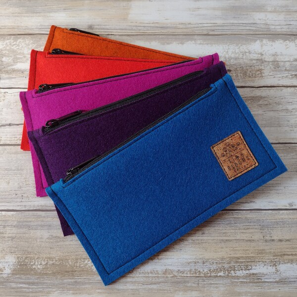 Designer Wool Felt Zipper Case, wallet, pouch, bag