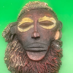 Handmade vintage native African wooden unique sculpture or mask