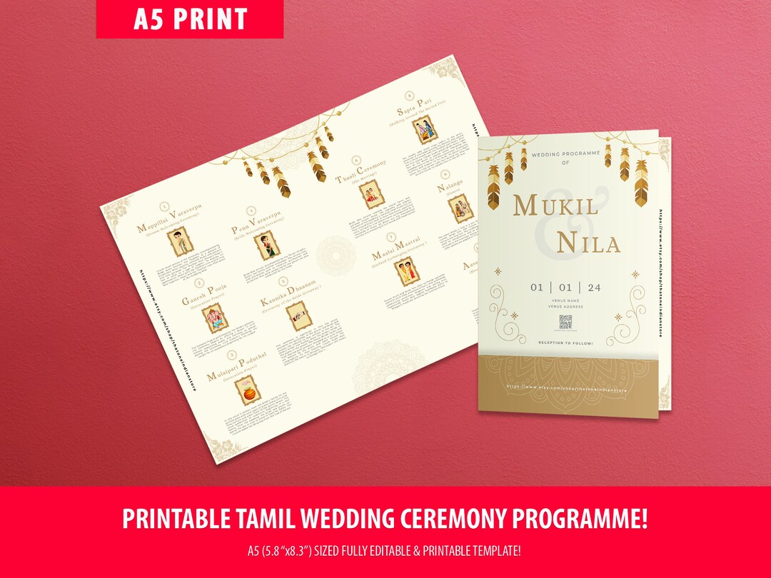 Tamil Wedding Program South Indian Wedding Tamil Wedding Etsy