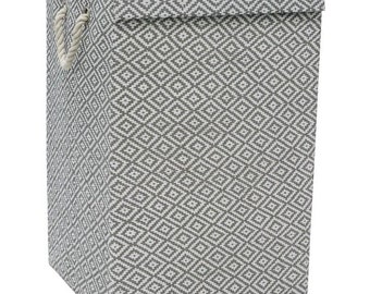 MantraRaj Deluxe Laundry Argyle Rectangular Foldable Paper Lidded Clothe Storage 85L Laundry Basket with Lid, Sturdy Hamper Design Storage