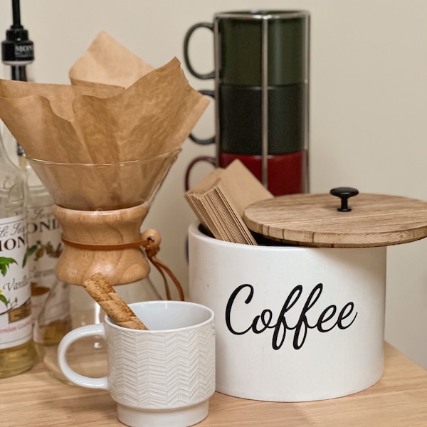 Wood Coffee Pod Holder with Lid, Coffee Station Organizer for Counter, Coffee Filter Storage Container, Coffee Pod Storage Basket