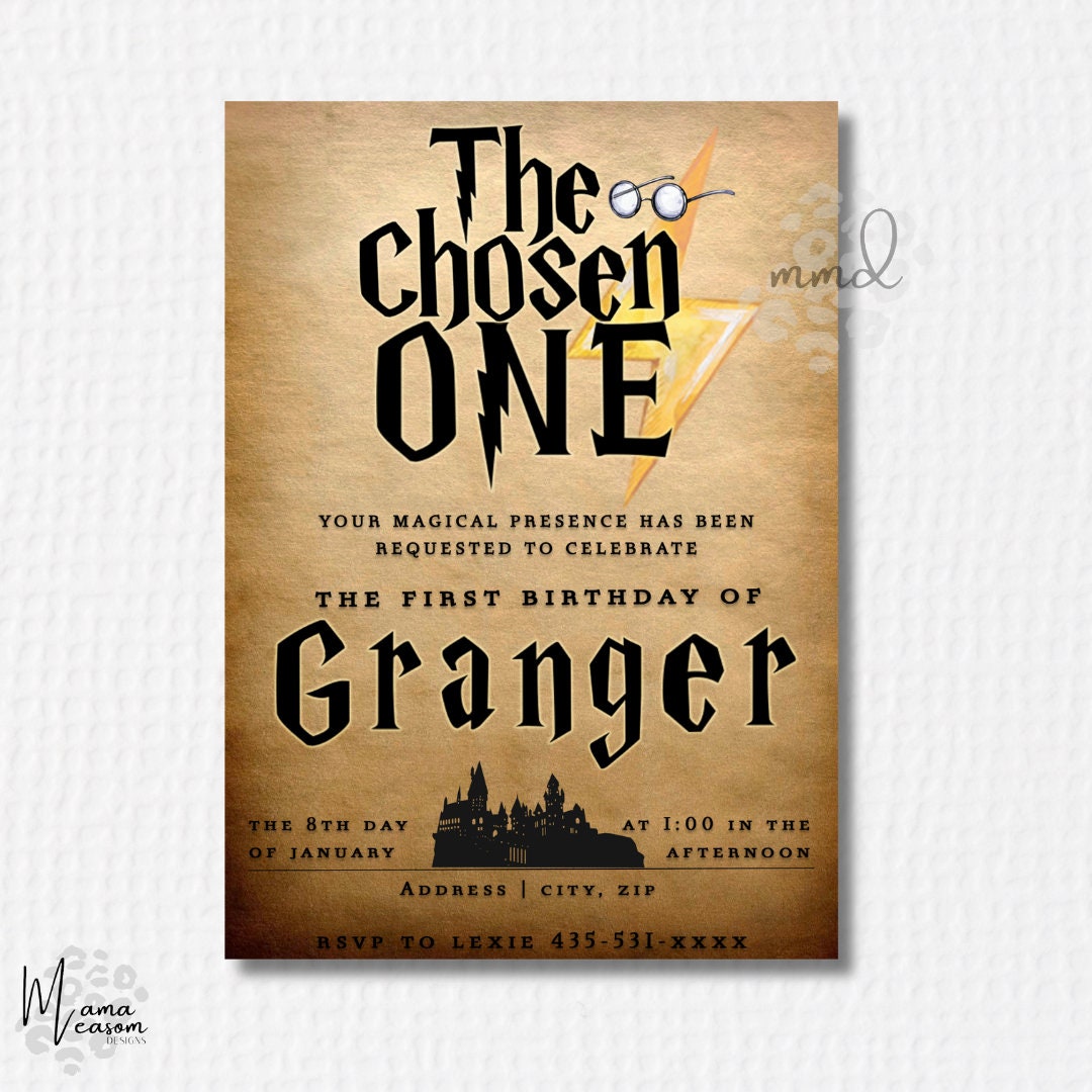 Harry Potter First Birthday Invitation the Chosen One Etsy
