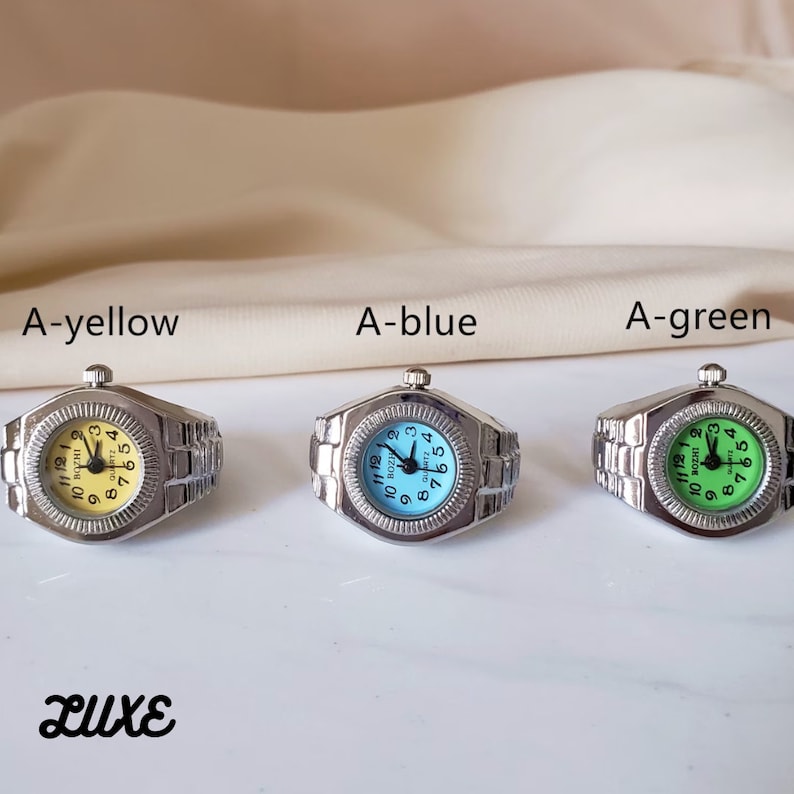 Mini Watch Unique Ring, Custom Jewelry Watch, Vintage Functional Clock Ring Watch, Personalized Gift for Her, Mother's Day Gift Baby Blue