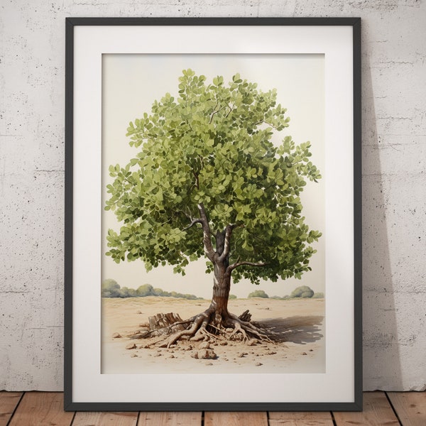 Fig Tree Painting, Watercolor Painting Fig Tree, Fig Tree Wall Art, Fig Tree Fine Art Print, Printable Fig Tree Art