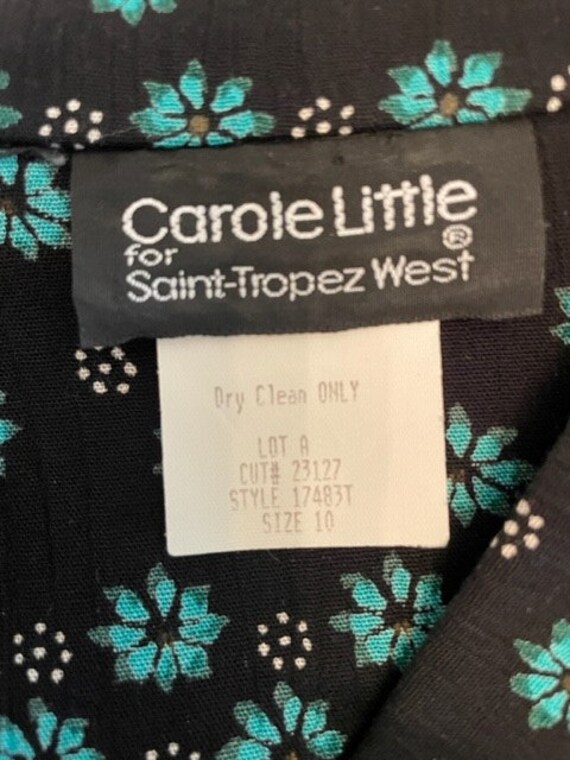 Carole Little Size 10 Vintage Teal and Black Blou… - image 4