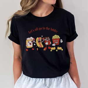 Movie Theater Snack Graphic Shirt, Retro Movie Shirt, Let&#39;s all go to the Lobby, Gift for Film Lover, Drive in Move Shirt, Vintage style Tee