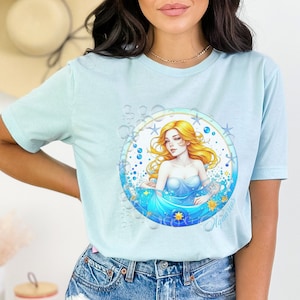 Zodiac Horoscope Aquarius Tee, Birthday gift for Aquarius sign, Celestial style, January and February Aquarius T-shirt, Water sign