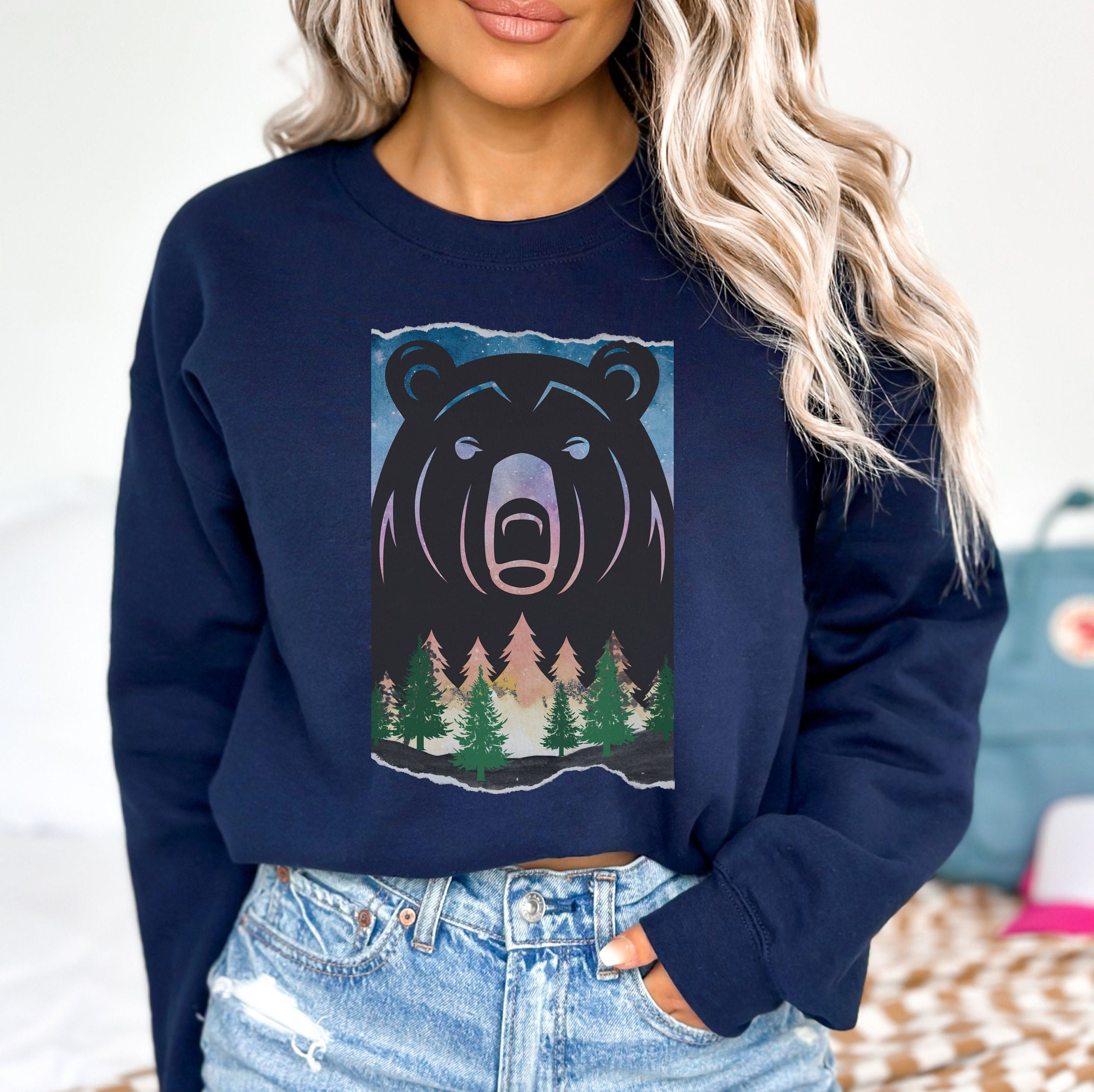 Bear Camping Sweatshirt, Bear Sweater, Camping Theme Gift