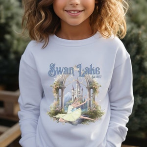 Moletom infantil de balé Lago dos Cisnes, Moletom de balé para crianças, Presente para bailarina, Camiseta de balé clássico, Lago dos cisnes, Camiseta de balé,