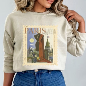 Paris Art-Deco-Reisestempel-Sweatshirt, Frankreich-Sweatshirt, Jugendstil-Sweatshirt, Art-Deco-Stil, Reise-Sweatshirt, Geschenk für die Reise