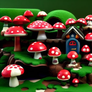 Mushroom village art