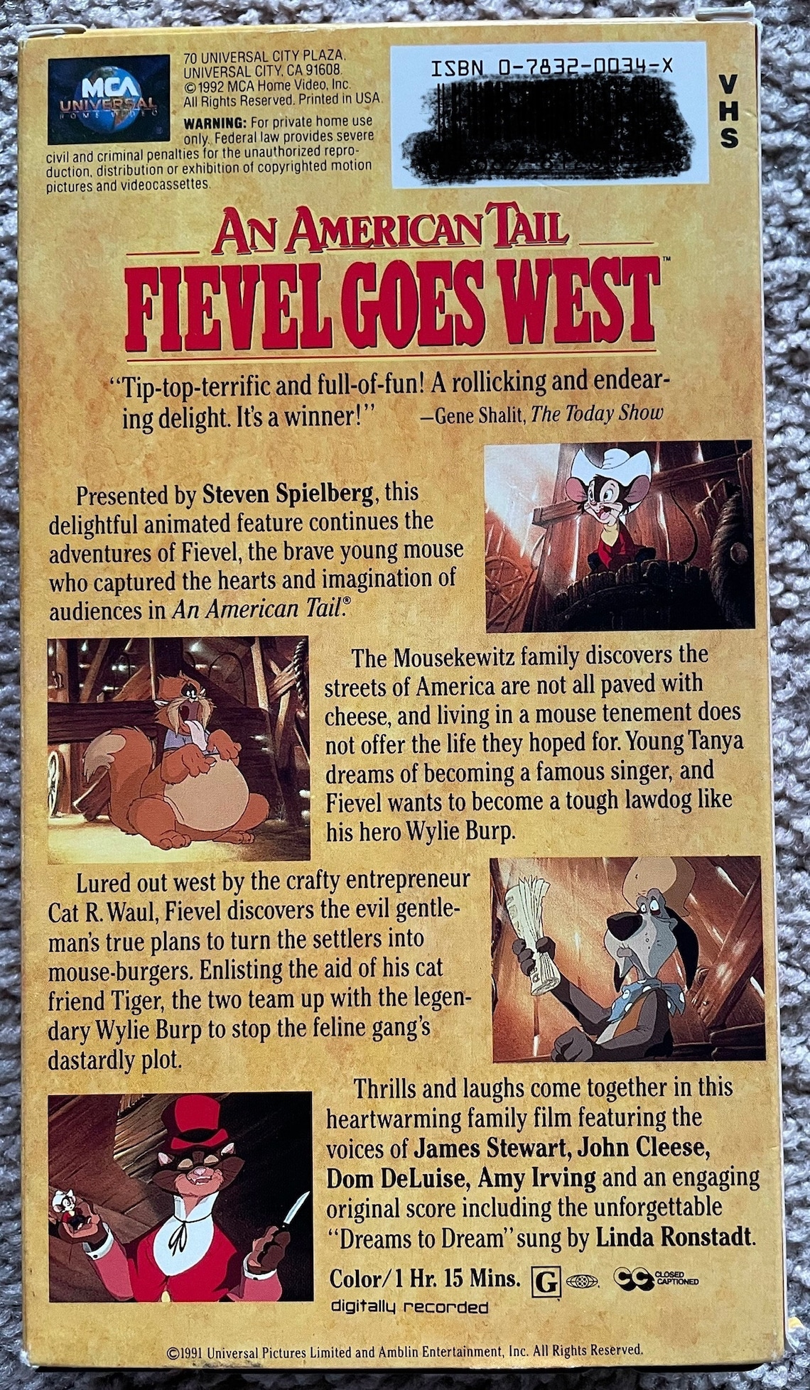 1991 an American Tail: Fievel Goes West VHS James Stewart - Etsy