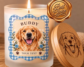 Custom Pet Portrait Candle, Personalized Dog or Cat Photo Gift, Retro Pet Candle, Pet Memorial Keepsake