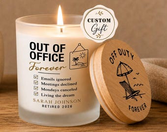 Personalized Retirement Candle - Happy Retirement Gift for Coworker - Custom Goodbye Gift for Boss or Friend - Retirement Keepsake