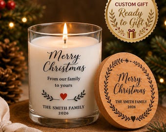 Personalized Christmas Candle, Christian Christmas Gift, Custom Family Gift, O Holy Night Candle, Engraved Lid