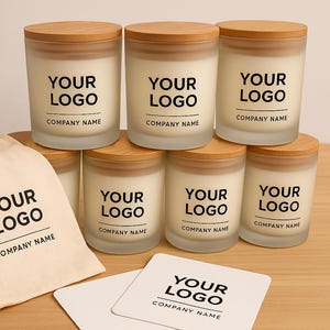 Corporate Logo Candle Gift, Employee Gifts, Custom Business Gift, Printed on Glass (no label), , Lid Engraving,  Soy Wax 10oz (Made in USA)