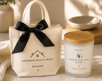 Custom Realtor Gift with Logo - Personalized Real Estate Closing Day Candle - Client Gift for New Homeowner - Bulk Corporate Branding