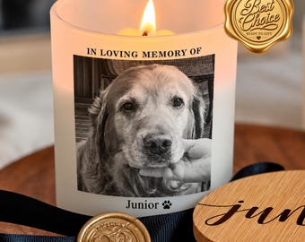 Personalized Pet Memorial Candle: Custom Photo Tribute, Dog Cat Loss Gift