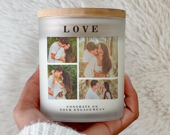 Engagement Custom Photo Candle - Love - Bridal Gift, Engagement Gifts for Couples -  Soy Wax 10oz (Made in USA)