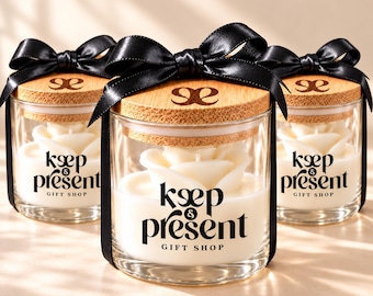 Personalized  Logo Candle Gift for Clients, Custom Corporate Candle for Employees and Business Appreciation, Bulk Logo Gift