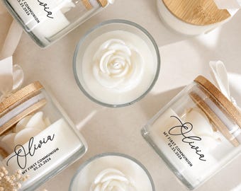 Personalized Wedding Favors for Guests: Bulk Candle Souvenirs for Baptism, Baby Shower, or Party Gifts - Soy Wax 5oz