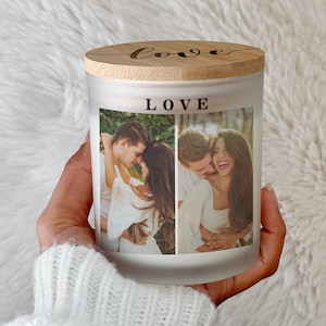 Photo Candle Printed on Glass (no label) Engagement Gift - Love - Bridal Gift Engagement Gifts for Couples - Gift For Friends - Gift For Mom