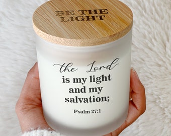 Personalized Bible Verse Candle, Psalm 27:1 Scripture Gift, Devotional Light Candle
