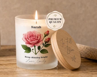 Personalized Birth Flower Candle, Birthday Gift for Her, Custom Name Candle, Birth Month Flower Gift, Gift for Mom, Best Friend Gift