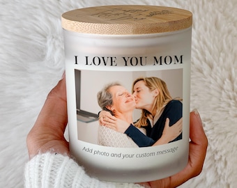 Custom Photo Candle, Gift for Mom, Grandma, Aunt, Remembrance Candle, Soy Wax 10oz,