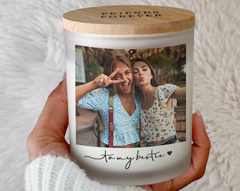 Personalized Friend Photo Candle: Bridesmaid Proposal, Printed on Glass, Soy Wax (10oz)