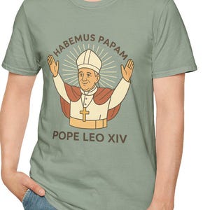 Camiseta com estampa do Papa Leão XIV, vestuário religioso, presente religioso, camiseta católica, roupa espiritual, presente para encontros religiosos