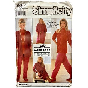 Simplicity Christie Brinkley Collection Sewing Pattern 9862 Misses' Knit Pants, Dress or Tunic, Vest & Jacket Size 10-18 Uncut