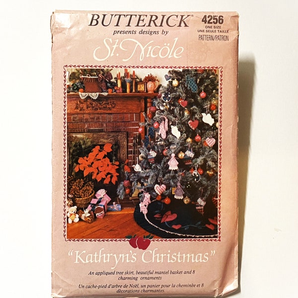 Butterick 4256 Sewing Pattern - "Kathryn's Christmas" - Tree Skirt, Mantel Basket, 8 Ornaments - Designs by St. Nicole - Uncut