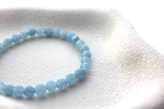 Bracelet En Pierres Naturelles - 1 Aigue-marine + 1 Cristal Violet - Perles 5-8 Mm - Lot De 2 Bijoux